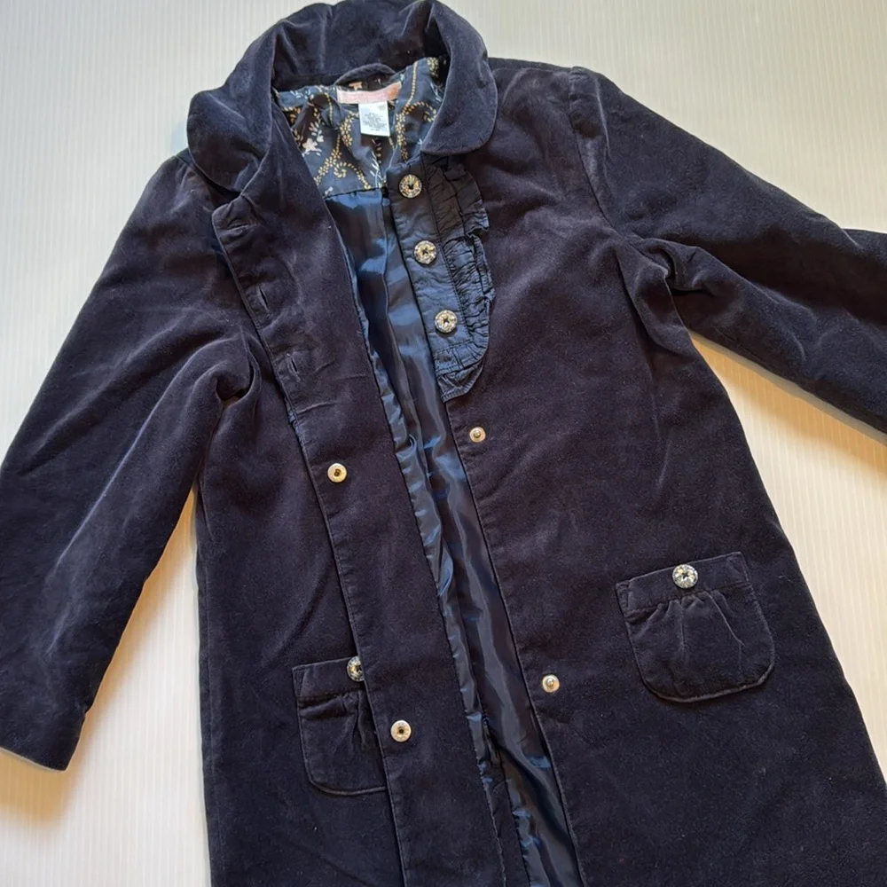 Janie and Jack 100% cotton & silk navy blue velvet jacket.  Girls size 4T - 5T